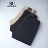 Pantalones Casuales Nuevos de Verano Finos BU para Hombre Ajustados Elásticos Rectos de Sarga Simples de Lujo Ligero Pantalones de Hombre