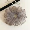 Goma para el pelo de malla floral estilo pastoral para mujer, accesorio para el pelo estilo perezoso para moños grandes