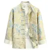 Camisa de Seda Xiangyun de Alta Qualidade Traje Tang Étnico Manga Longa Estilo Chinês Masculino Primavera/Outono Seda Genuína Seda de Amora Listrado Peça Superior