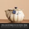 Bule Azul e Branco de Fábrica com Flor Vermelha Flintstone Boca de Flor Bule com Flor Orquídea Borboleta Pintada a Ouro Antiescaldante Cerâmica Conjunto de Chá Kung Fu