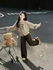 Conjunto de Suéter de Punto y Pantalones de Pierna Ancha para Niñas Conjunto de Dos Piezas para Niños Medianos y Mayores Estilo Casual Perezoso Dibujo Animado Lindo Atuendo de Moda