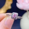 Anillo de Zafiro en Polvo Natural Anillo Cuadrado Incrustado con Anillo de Plata de Ley 925 Para Mujer Explosiones de Comercio Electrónico Transfronterizo Directo