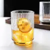 Copo de Vidro com Acabamento de Luxo, Xícara de Chá Estilo Ins, Copo de Água, Copo de Café, Copo para Bebidas Doméstico Resistente a Altas Temperaturas com Listras Verticais Estilo Japonês