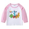 2026 Nova Camiseta Infantil Transfronteiriça Primavera e Outono Gola Redonda Desenho Animado Manga Longa Camisa Básica para Meninos e Meninas Camiseta de Algodão para Bebê