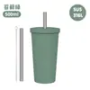2026 Nuevo Modelo Taza con Popote de Acero Inoxidable de 500ml Taza con Popote para Té de Burbujas 316L Vacío Doble Capa Taza de Agua con Popote