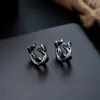 Pendientes de Aro Cruzados de Zirconia Transfronterizos para Hombres, Pendientes de Aro Lisos, Pinzas para Orejas de Rayo, Colgantes para Orejas, Accesorios para Orejas para Mujeres, Muestra en Vivo de Tiktok