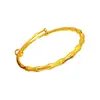 Pulsera de Latón Chapado en Oro con Eslabones de Bambú, Empuje y Tire, Color Duradero, Lujo Ligero, Sensación de Alta Gama, Pulsera Ajustable Sólida, Regalo para Novia