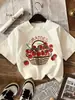 Camiseta Casual Macia Feminina com Estampa Divertida de Tomate, Camiseta de Manga Curta Confortável para o Verão, Design Gráfico Branco
