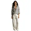 2026 Europeo y Americano Transfronterizo Amazon Sitio Independiente Nueva Primavera, Verano y Otoño Mujer Rayas Cuello Solapa Holgado Moda Suéter Top