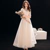 Vestido de Noche de Comercio Exterior para Mujer 2026 Nuevo Vestido de Noche de Encaje para Banquete de Reunión Anual Anfitrión Vestido Cruzado de Longitud Media para Dama de Honor