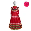 Vestido Largo de Cinco Colores Étnico para Niñas Mexicanas Transfronterizo Disfraz de Baile para Niñas Traje para Espectáculo y Juego