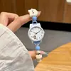 Relógio feminino estilo pulseira, relógio de quartzo simples e fresco com desenho de gato para estudantes, relógio feminino de nicho com contas e desenho animado