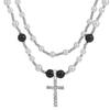 Collar de Cruz con Cuentas para Hombre Diseño Nicho Hip-Hop Costuras de Doble Capa Estilo Europeo y Americano Accesorios de Alta Gama Joyería Popular