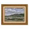 Pintura al Óleo Estilo Jardín de Olivos Campo de Van Gogh con Marco Dorado Vintage Sala de Estar Entrada Arte de Pared con Marco Pintura Decorativa Decoración de Pared para Casa de Huéspedes