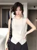 Impresionante Chaleco de Punto sin Mangas con Tiras Cruzadas para Mujer, Ropa de Abrigo de Seda Helada para Chica Caliente de Verano, Top de Alta Gama