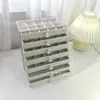 Nova Caixa de Joias de Flanela Tipo Gaveta PET de 7 Camadas Rack de Armazenamento para Brincos Pulseiras Caixa de Exibição Multicamadas para Joias