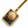 Tangka de Oro Semi-Pintado a Mano Montaña Jiuhua Bodhisattva Ksitigarbha Santo Patrón Colgante de Tangka Collar de Buda Portátil Venta al por Mayor