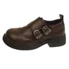 Mocasines negros Zhike para mujer, nuevos zapatos versátiles de verano, zapatos pequeños de cuero estilo británico, zapatos de vestir sin cordones de punta redonda