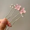 Pente de Inserção em Forma de U com Flor Dupla Acessórios de Cabelo Xiuhe Pente de Inserção Traseiro Pente de Cabelo Estilo Antigo Acessórios de Cabelo Pente de Cabelo Feminino Pente de Cabelo para Coque Pente de Cabelo
