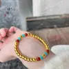 Loja de ouro Puzuo com areia de ouro incrustado com diamantes pulseira de argola de ouro Xiangyun moda masculina e feminina pulseira aberta empilhável