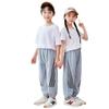 Pantalones deportivos casuales holgados de cuatro barras para niños de primavera 2024, pantalones sencillos de moda con tobillo ajustado y a prueba de mosquitos para niños y niñas pequeños y medianos