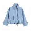 Ins Ropa de Mujer Estilo Europeo Transfronteriza Venta al por Mayor Otoño Nueva Moda Casual Holgada Cremallera Cuadros Cuello Alto Chaqueta Abrigo