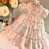 Falda de Princesa Floral para Niñas de 3 a 6 Años Vestido de Verano Elegante de Hada para Estudiante Niña Pequeña Bebé con Manga Volante