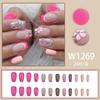 Uñas postizas negras cortas con brillo Corona dulce genial chica hot manicura degradada Europeo y Americano Comercio Exterior uso uñas estilo ins al por mayor