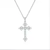 Collar de Plata de Ley S925 con Colgante de Cruz con Forma de Diamante Moissanita, Cadena para Clavícula, Joyería Hip-Hop Europea y Americana con Diamantes