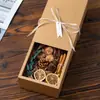 Caja de Regalo de Papel Kraft Estilo Mori Nórdico Literario Retro Simple Estilo Ins para Cumpleaños Caja de Regalo con Flores Secas