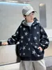Chaqueta Cárdigan con Capucha Estampada de Estrellas para Niños Primavera y Otoño 2026 Nuevo Estilo Holgada Casual Sudadera con Cremallera para Niños Mayores Moderna