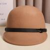 Sombrero para Mujer Otoño e Invierno Hebilla de Cinturón Lana Inclinado Estilo Ecuestre Coreano Retro Británico Montar Jinete Sombrero de Copa Versátil de Moda