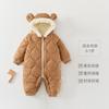 Roupas de inverno com capuz para bebês, recém-nascidos, meninos e meninas, roupas de corpo grosso, forradas de lã, roupas de algodão acolchoadas