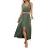 Bai Fen Zhi Yi Vestido Casual Simples de Cor Sólida Sem Mangas com Decote V Estilo Europeu e Americano da Moda para Férias na Praia