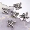 Pulseira DIY de prata tibetana conta borboleta pingente prata antiga borboleta estéreo furo passante material para miçangas liga acessórios para miçangas