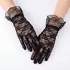 Guantes de Encaje Multicolor para Novias, para Banquetes y Fiestas, Guantes Ceremoniales con Puños de Encaje, Malla Elástica para Sesiones de Fotos de Novia