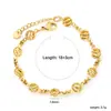 Pulsera Popular Transfronteriza de Acero Inoxidable, Estilo Ins Cadena Gruesa Metálica Europea y Americana Pulsera Chapada en Oro de 18K Joyería, Venta Directa del Fabricante