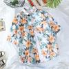 Camisa Floral de Manga Tres Cuartos Manga Corta de Playa 2020 Nuevo Atuendo de Pareja Taiwán Ins Camisa Chaqueta Verano