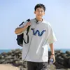 Suministro Directo de Fábrica Diseño Estampado de Serpiente Manga Corta Unisex Verano Estilo Americano Marca de Moda Camiseta de Algodón Pesado