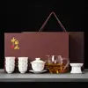 2026 Nuevo Modelo Porcelana de Jade Grasa de Oveja Juego de Té Kung Fu para Uso Doméstico, Incluye Gaiwan, Taza de Té y Mesa de Té, Juego de Tres Piezas