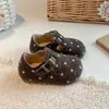 Sapatos de couro infantis outono novo estilo meninas poá retrô sapatos Birkenstock sola macia antiderrapante sapatos infantis bebê casual sapatos simples