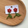 Contas de vidro transparentes tecidas à mão contas de cristal folhas pequenas flores acessórios de uva diy brincos feitos à mão cocar