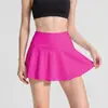 Falda Deportiva plisada de línea A Talla Grande de Cintura Alta Control de Abdomen para Yoga Tenis Anti-Exposición Pieza Doble Falsa Integrada Ropa Deportiva