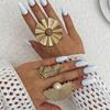 Anillo Europeo y Americano con Sentido del Diseño Transfronterizo, Metal con Volantes de Plumas, Perla de Imitación, Estilo Ins, Flor, Anillo Abierto para Dedos, Anillo para Articulación