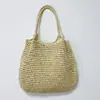 Bolsa de Ombro Grande Versátil Estilo Preguiçoso Bolsa de Palha para Férias Bolsa de Mão Feminina Bolsa Tecida para o Dia a Dia Praia