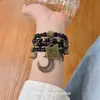 Pulseira de contas com design de moda estilo vintage, versátil, alto valor estético, requintada, única e pulseira de contas personalizada para mulheres