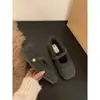 Zapatos Mary Jane de Suela Plana con Piel y Faldas para Mujer para Usar Afuera Otoño e Invierno 2025 Zapatos de Algodón Forrados de Borrego Estilo de Noche Planos