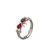 Anillo de Mariposa Amor Nuevo Transfronterizo Completo de Diamante para Mujer Anillo de Zirconia de Color Abierto Ajustable de Gama Alta Venta al por Mayor