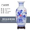 Jarrón de Porcelana Azul y Blanco Jarrón de Cerámica de Jingdezhen Adornos de Cerámica Hogar Sala de Estar Decoraciones Grandes para Estantería Bogu