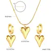 Amazon Más Vendido Set de Aretes y Collar de Acero Inoxidable Corazón Joyería de Lujo Ligero Cadena para Clavícula Colgante Set de Joyería para Mujeres